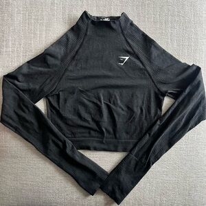 Gymshark Black Fitted Long Sleeve (Cropped)